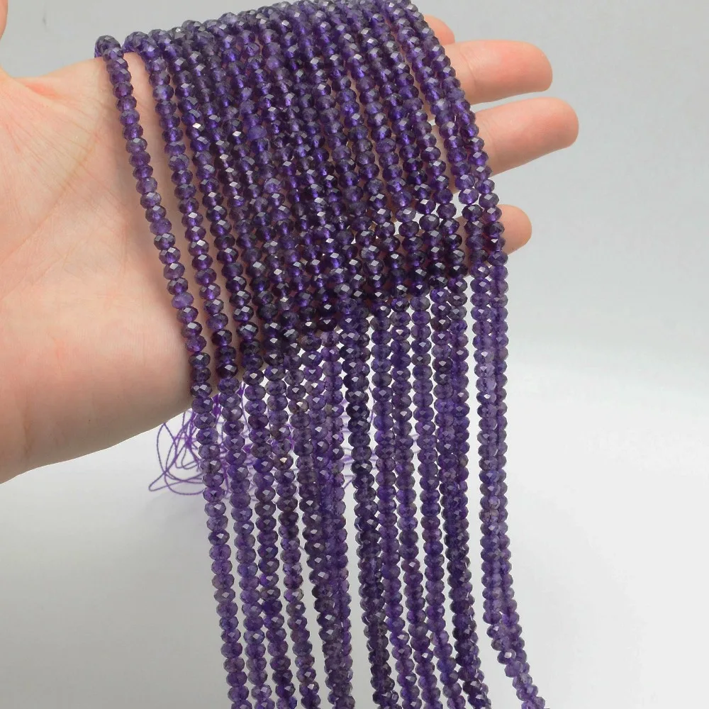 2 strands Natural Amethyst Faceted Rondelle Beads 3x2mm / 4x2mm