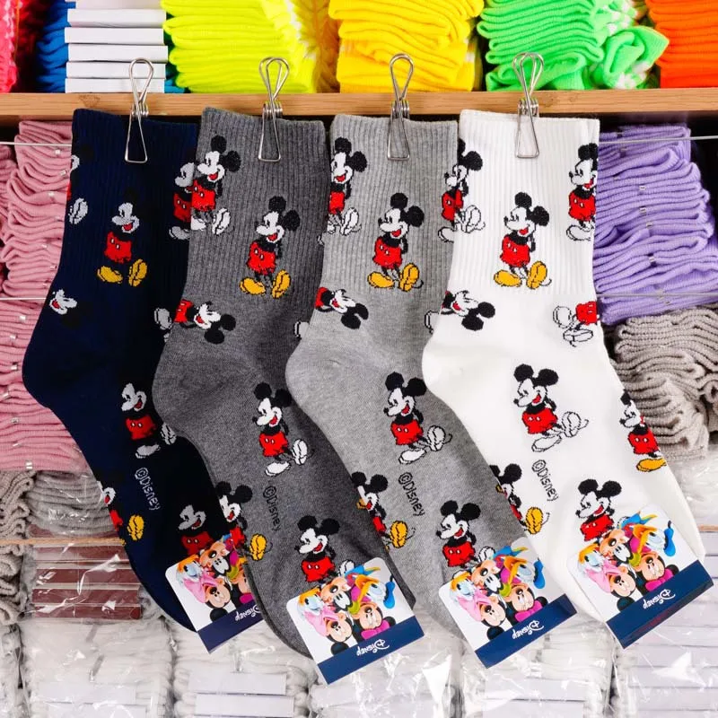 Носки для взрослых Disney милые носки с Микки Маусом модные хлопковые нитками|Носки|