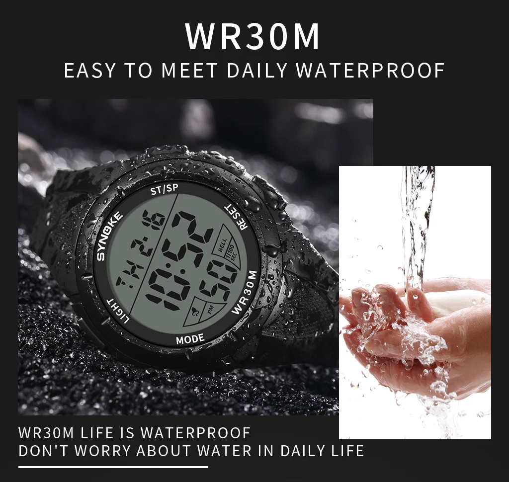 SYNOKE Men's Sport Watch Waterproof Electronic Clock TOP Brand Men Luxury Digital Watches LED Large Dial Military Watch For Men