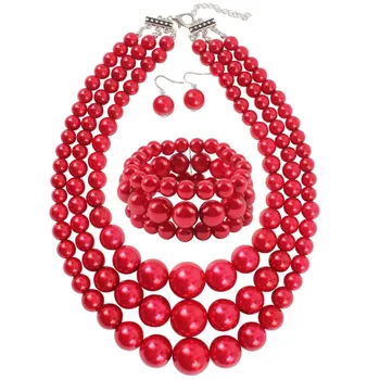 

European and American clavicle pearl fashion temperament Necklace suit classic exaggeration multi-layer Pearl Necklace