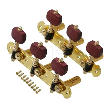 

Yibuy Gold Aluminum Classical Guitar String Tuning Pegs 1L1R With Red Handle