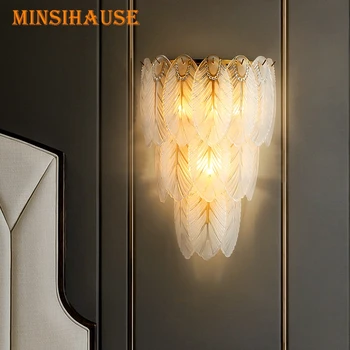 

Modern Style E27 LED Wall Lamps Nordic Glass Leaf Wall Lights for Passage Corridor Bedroom Bedside Lamp Wall Sconces AC85-265V
