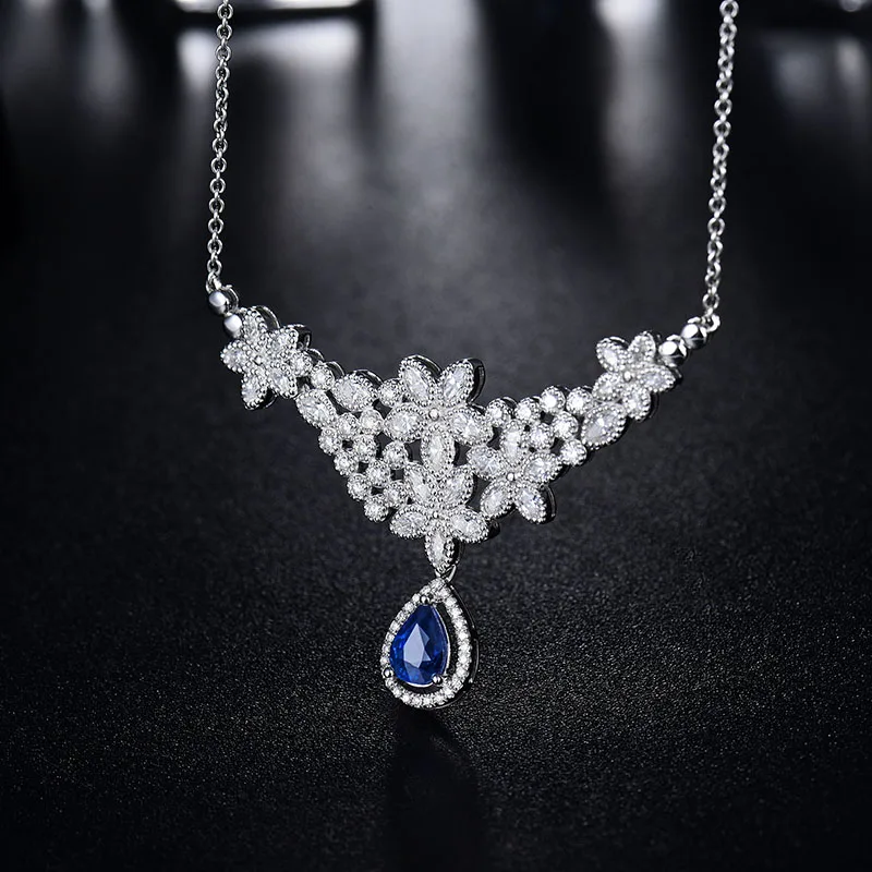 LOVERJEWELRY, 18 К, сапфир, Подвеска для женщин, классика, белое золото, бриллианты, кулоны для помолвки, для девушек, вечерние, хорошее ювелирное изделие, подарок