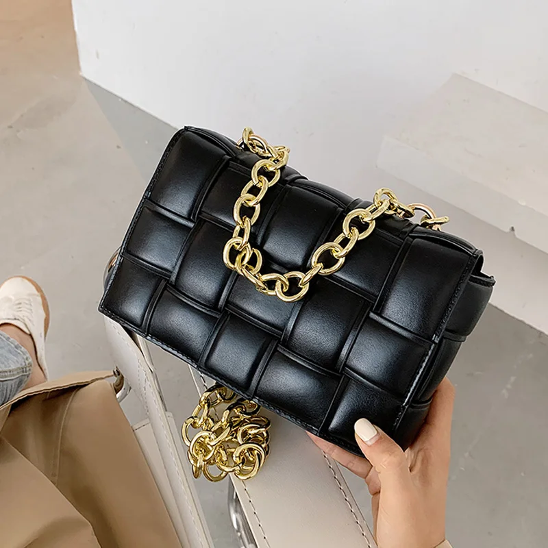 Flap-Bag Handbags Chain Crossbody-Bags Weave Female Thick Luxury New-Brand-Designer Women