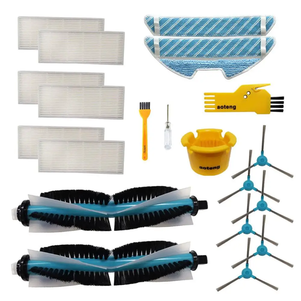 Hepe Filters for Cecotec Conga 1390 Cecotec Conga 1290 Robot Vacuum Cleaner Andifany Main Brush,Side Brush