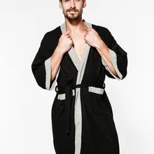 Wontive Весна Осень Роскошный пеньюар мужские большие размеры вафельные пижамы кимоно Ночная рубашка Мужская Ночная рубашка Китайский хлопок халат