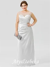 Sheath/Column Mother of the Bride Dress Classic Elegant Plus Size Jewel Neck Floor Length Satin Sleeveless With Pleats Crystals