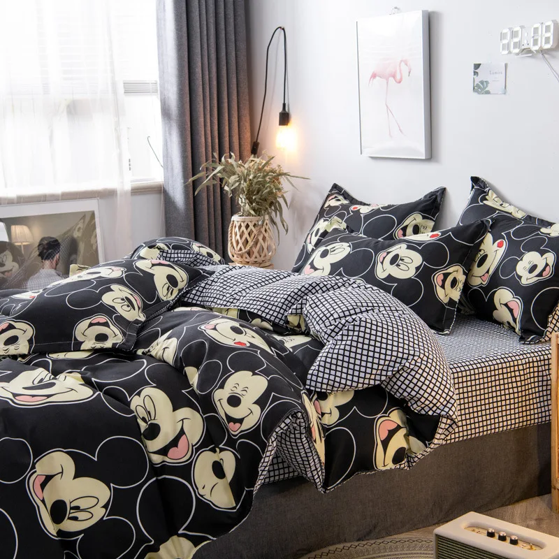 Disney Donald Duck Bedding Sets Bed Sheet Mickey Minnie Mouse Duver Quilt cover Pillowcases Soft Comforter cover Set King Queen
