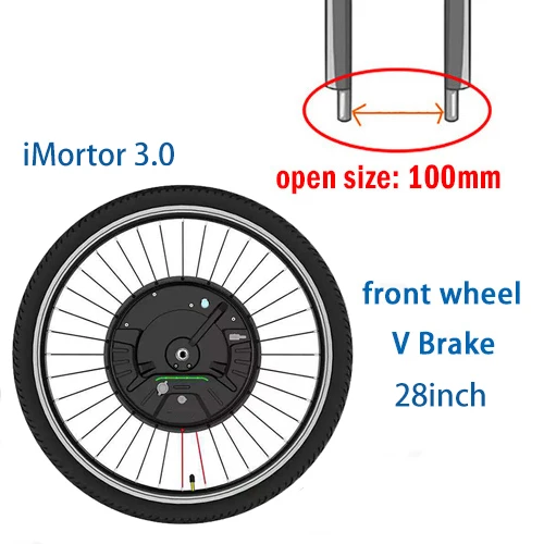 36 В 350 Вт переднее iMortor колесо eBike конверсионный комплект с аккумулятором 7200 мАч для MTB моторное колесо eBike Электрический велосипед конверсионный комплект - Цвет: 28inch V Brake
