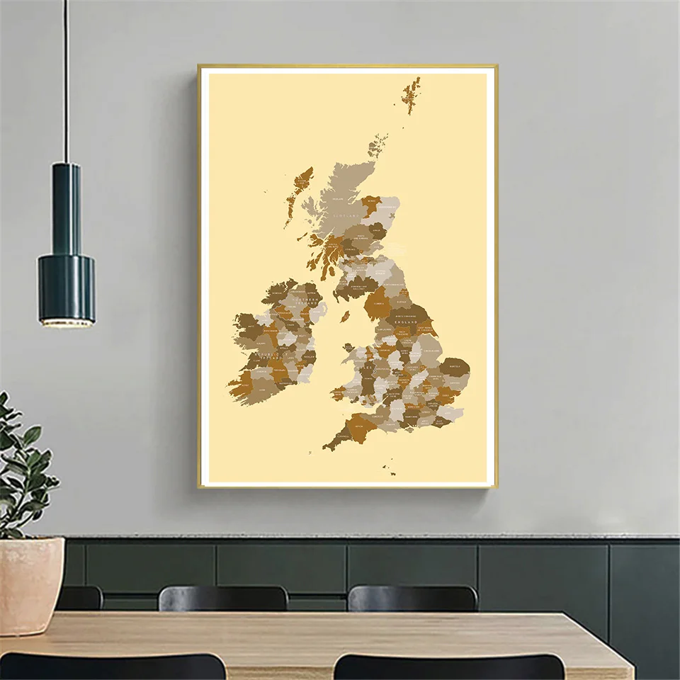 42*59cm Map of The United Kingdom Vintage Wall Art Poster Small Size Canvas Painting Home Decoration School Supplies Travel Gift