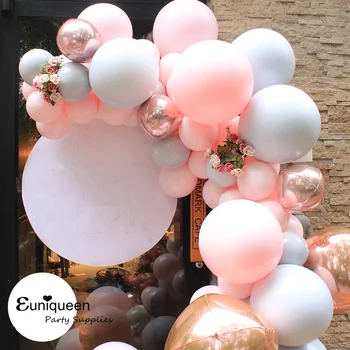 

Birthday Party Pink Balloon Wedding Balloon Garland kit Bridal Shower Arch 4D Rose Gold Balloon Banner Pink & Gray baby showers