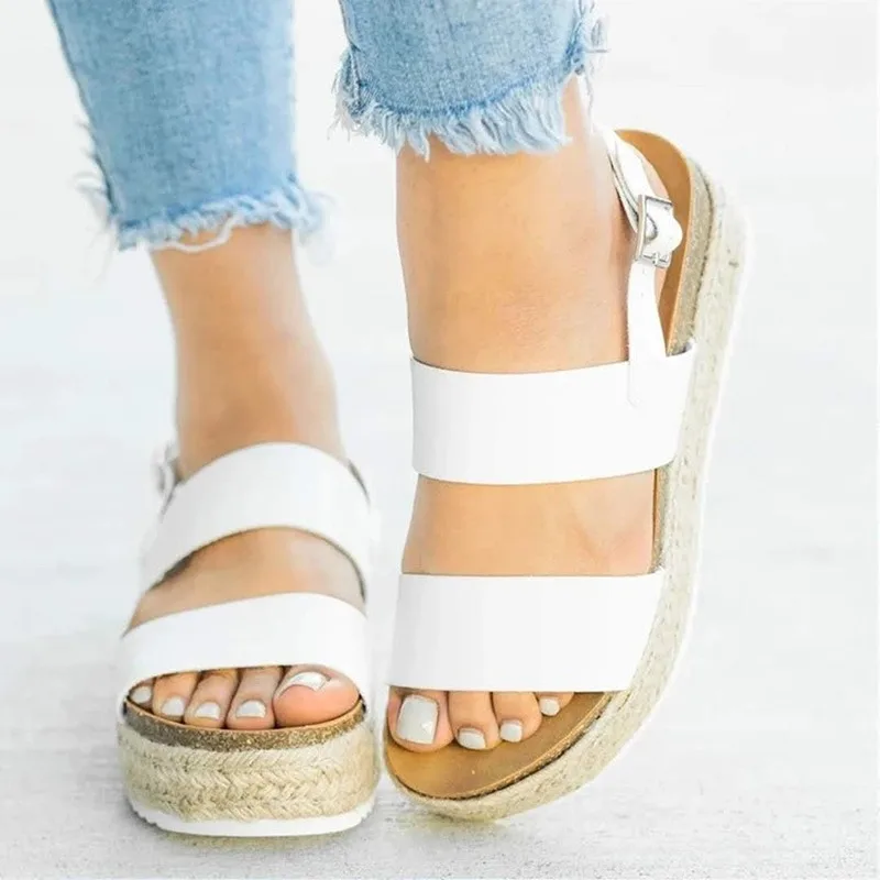 

Summer Women Sandals Platform Shoes Woman Fashion Wedges Gladiator Sandas Buckle Strap Fish Mouth Ladies Shoes Plus Size 35-43