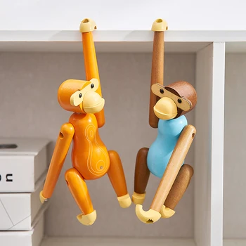 

Wood Hanging Monkey Dolls Nordic Fashion Design Wood Carving Animal Crafts Gifts Home Decoration Accessories Living Room Decor