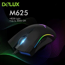 Delux M625 A3050 игровая мышь RGB подсветка 7 кнопок 4000 dpi геймер Mause эргономичная оптическая компьютерная мышь для ноутбука PC Gamer