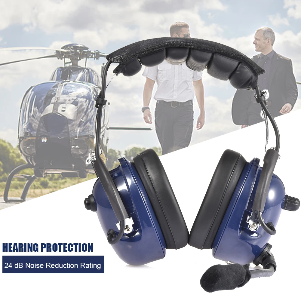 

Electric Noise Canceling Mic Aviation Pilot Headset Noise Reduction GA Dual Plugs MP3 Music Input With Comfort Ear Seals