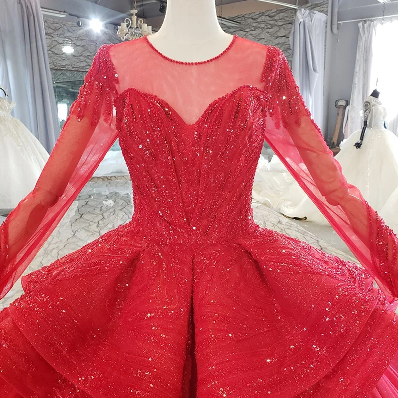 HTL2212 dubai long party red plus size dresses for women luxury tulle elegante formal ball gown dress 2021 robe femme soiree 5