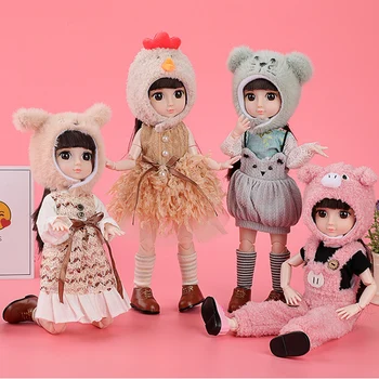 

BJD Doll 1/4 Suit 36cm Baby Girl Clothes Cute Cartoon Rabbit Dog Monkey Animal Fashion Dolls Accessories Kids Toys for Girl Gift