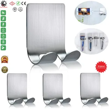 

304 Stainless Steel Hooks Heavy Duty Stick on Wall Door Cabinet Towel Holders Coat Clothes Hooks Hooks,Hanging Kitchen Bathroom