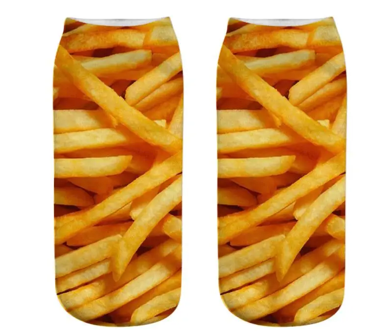 Забавные носки; повседневные женские носки с 3D принтом бургер фри; kawaii; короткие носки в японском стиле; коллекция года; сезон осень; женская мода