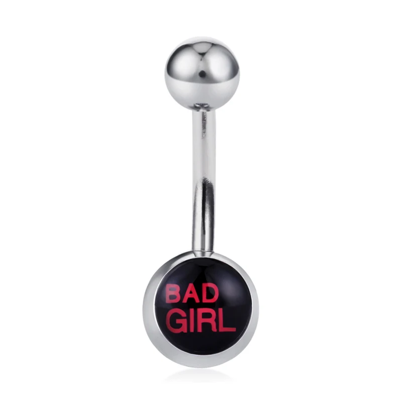 1pc bad girl Женские сексуальные кольца для пупка с логотипом для девушек, пирсинг для пупка из нержавеющей стали, пирсинг для пупка, не выцветает, аксессуары для украшения тела - Окраска металла: 1pc bad girl