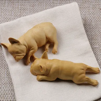 

Sales Cute French Bulldog Statues Figurines Animal Carving Dog Art Sculpture Wood Art&Craft Home Decoration Accessories R543