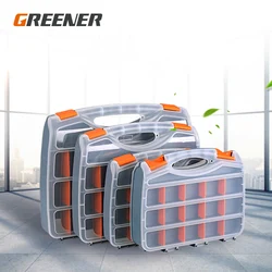 Boîte de rangement de pièces portables en plastique vert, boîte de rangement de vis, pièces métalliques, matériel, tournevis, réparation automobile, boîte à outils en matériau divisé 