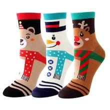 Женские носки с героями мультфильмов красочные милые хлопковые носки забавные каваи лося носки индивидуальный Рождественский подарок для девочек 3 пар/лот# F