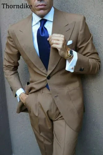Formal-Wedding-Dinner-Party-Suit-Custom-Men-Brown-Suit-Peak-Lapel-Groom-Tuxedos-2pieces-jacket-pants