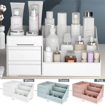 

Plastic Desktop Cosmetic Storage Box Drawer Makeup Organizer Dressing Table Skin Care Rack Multi-Purpose Container Sundries Case