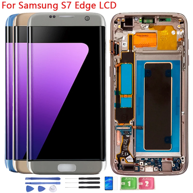 

Original Amoled G935 LCD With Burn-Shadows Display For Samsung S7 Edge G935F G935A G9350 LCD Digitizer Touch Screen With Frame
