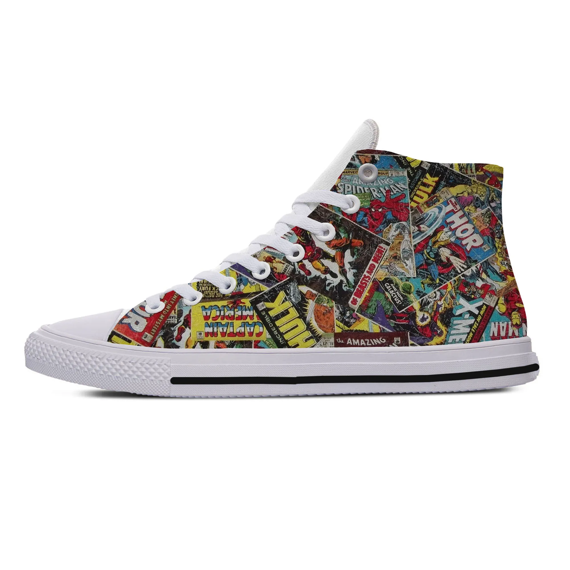 Vintage Comic Book Heroes 3D Print Novelty Design Lightweight High Top Canvas Shoes Men Women Casual Breathable Sneakers |