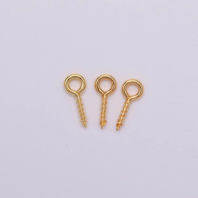 200pcs Small Tiny Mini Eye Pins Eyepins Hooks Eyelets Screw Threaded Gold Clasps Hooks Jewelry Findings For Making DIY Gold