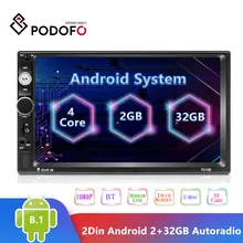 Podofo Android 2 din 2+ 32GB Автомагнитола " Авторадио мультимедийный плеер gps навигация Bluetooth wifi Mirrorlink 2 Din аудио стерео
