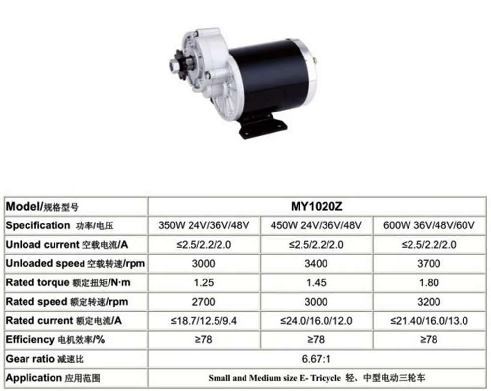 450w 24 v/36 V/48 V мотор-редуктор, щетки электрического трицикла, DC матовый механический мотор, мотор для электрического велосипеда, MY1020Z