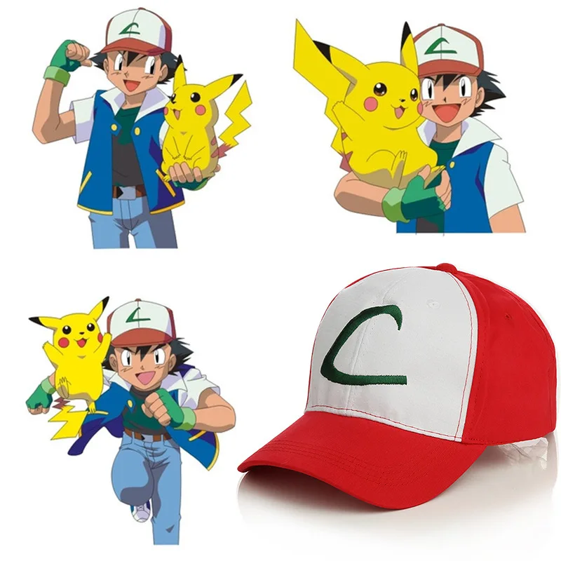 Pokemon Pocket Monster Ash Ketchum шляпы для косплея Кепка Регулируемая изогнутая бейсболка |