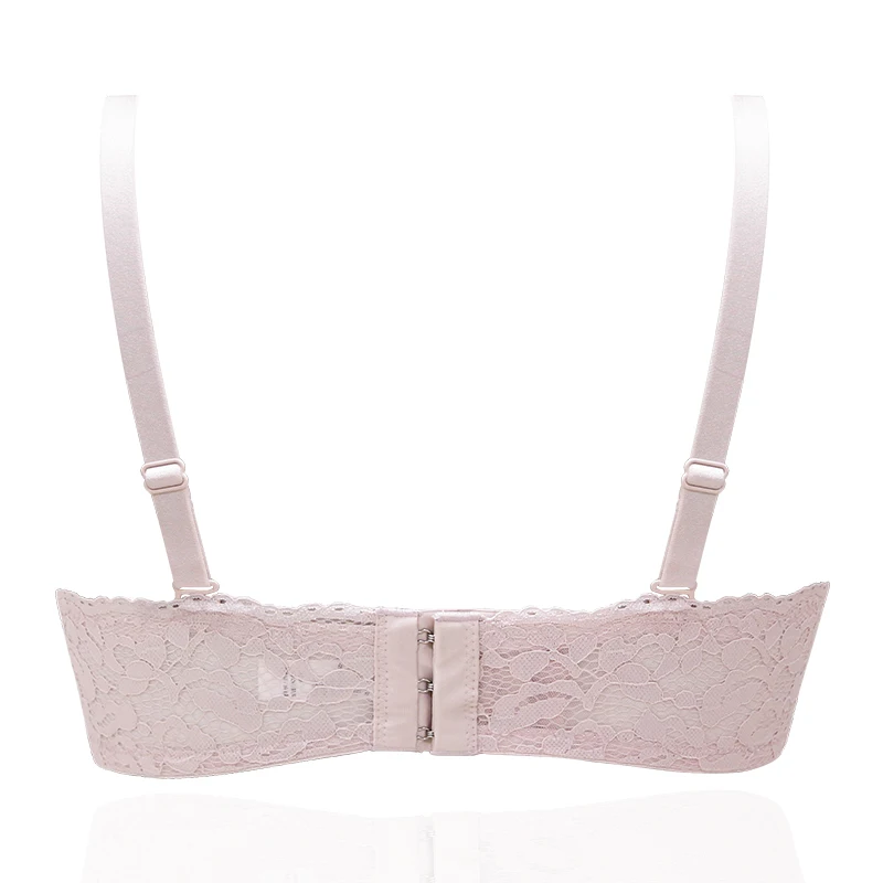 PAERLAN 5/8 Cup Small Chest Lace Bra Without Steel Ring Adjustment Sexy Fixed Shoulder Strap Underwear