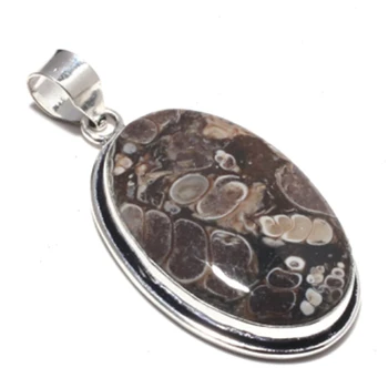 

Genuine Turtella Jasper Pendant Silver Overlay over Copper , Hand made Women Jewelry gift, P8526