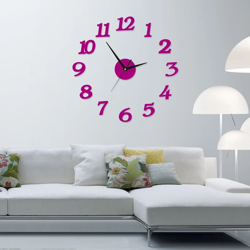 Современные большие настенные часы 3d Зеркальная Наклейка уникальные часы с большим номером Diy Декор настенные часы художественная Наклейка для дома Современное украшение
