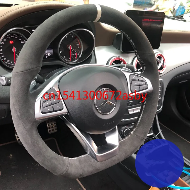 

Чехол на руль для Mercedes-Benz C-Class C260L GLA200L GLC E-Class E300L A200L GLB S-Class, черный замшевый специальный чехол на руль