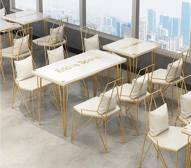 $US $260.26 Table and chair of milk tea shop northern Europe simple dessert shop coffee shop table and chair creative iron art net red shop