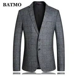 BATMO 2019 Новое поступление осенний высококачественный шерстяной клетчатый Повседневный приталенный Блейзер мужские костюмы мужские куртки