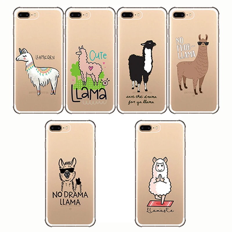 Soft Silicon Phone Cases Cover Cute Llama Alpaca Animals Cartoon For iPhone 11 pro XS MAX XR 5S SE 8 7 6 Plus | Мобильные телефоны
