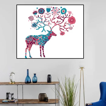 

Abstract Forest Fawn Canvas Painting Calligraphy Wall Art Wall Pictures Poster Print for Living Room Home Decor No Framed