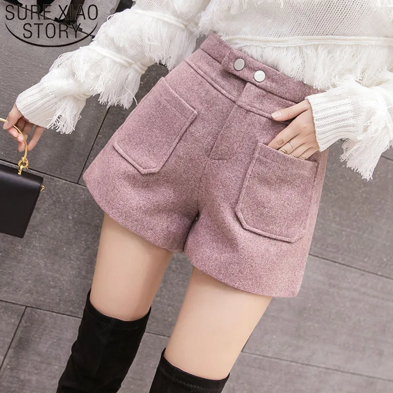 Pantaloncini a vita alta 2021 autunno inverno moda donna pantaloncini  Casual Harajuku rosa nero albicocca pantaloncini tasche donna 6307  50|Shorts| - AliExpress