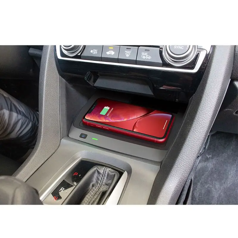 Автомобильное Qi Беспроводное зарядное устройство для зарядки мобильного телефона для Honda Civic- H37E