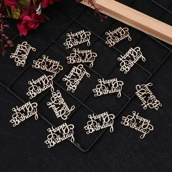 

15Pcs Wooden Happy Bithday Table Confetti Scatter Vintage Rustic Party Decor Craft Scrapbook Decorations X4YD