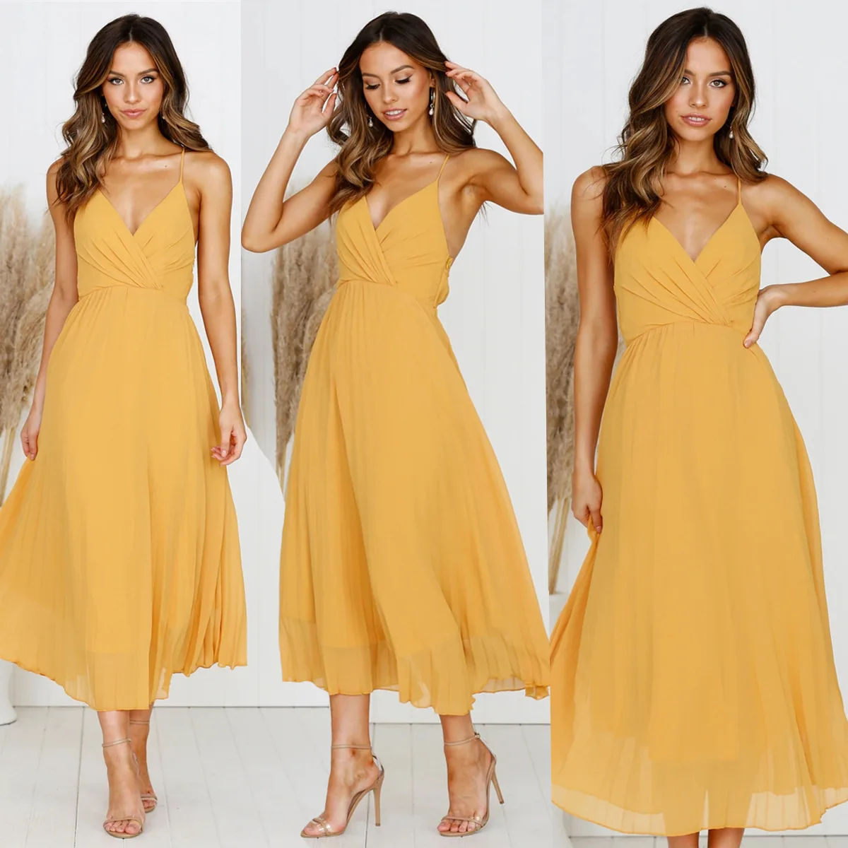 Sexy Dresses Party Night Club Dress 2020 Long Dress Elegant White Summer Maxi Clothes V-Neck Hollow Out Spaghetti Strap Empire