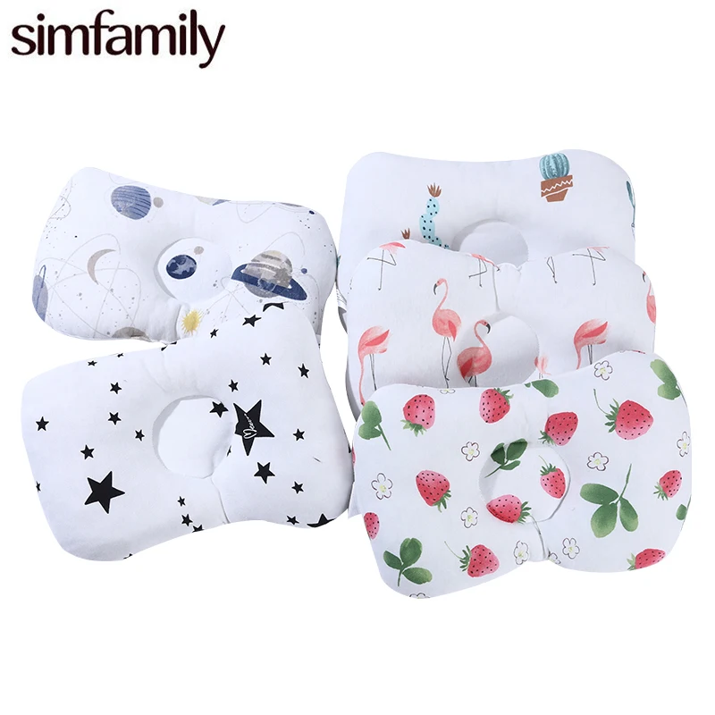 [Simfamily]-soporte cómodo de dibujos animados para bebé, almohada antirollo para bebé, almohada plana para cabeza y cuello, almohadas de protección de algodón para bebé