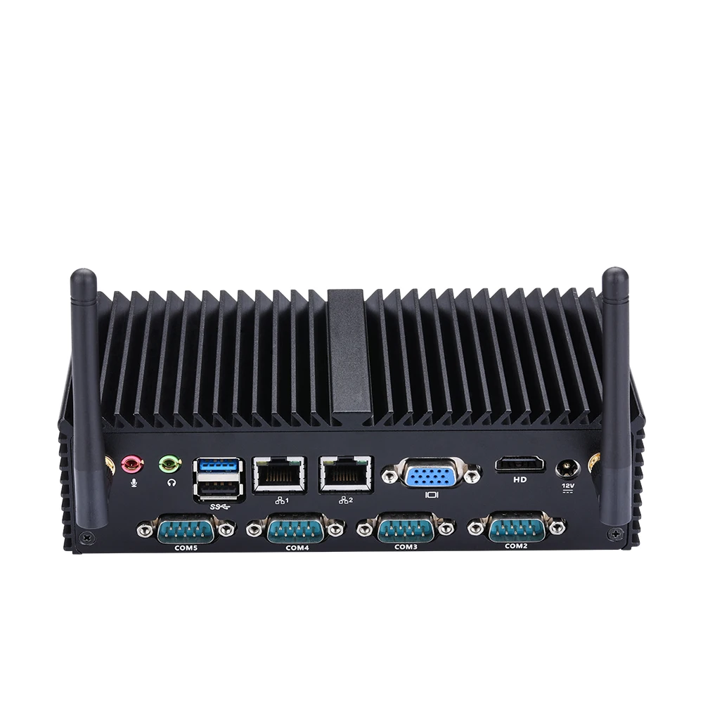 Мини ПК промышленный Qotom без кулера j1900 четырехъядерный 2 0 ГГц 2x LAN 8x USB 7x COM порты