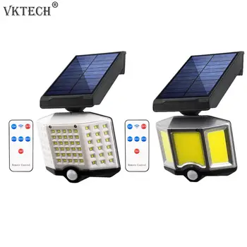 

66LED/66COB Solar Wall Lamp with Remote Control PIR Motion Sensor Garden Light Outdoor Waterproof Energy Saving Security Lamps
